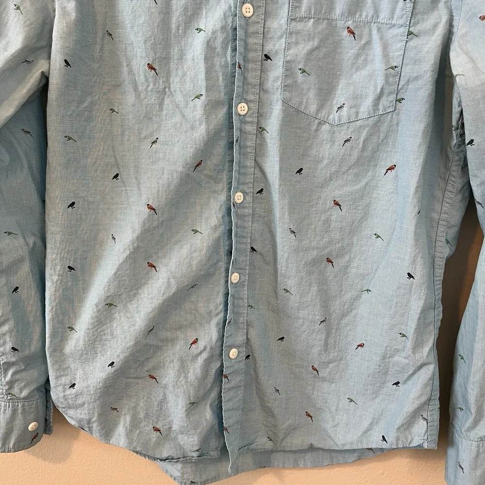Rye Mens Button Up Shirt Slim M Birds Novelty Print Preppy‎ Classic Office - Picture 4 of 6